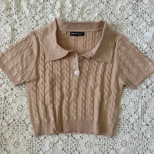 SHEIN Pastel Pink Collard Top